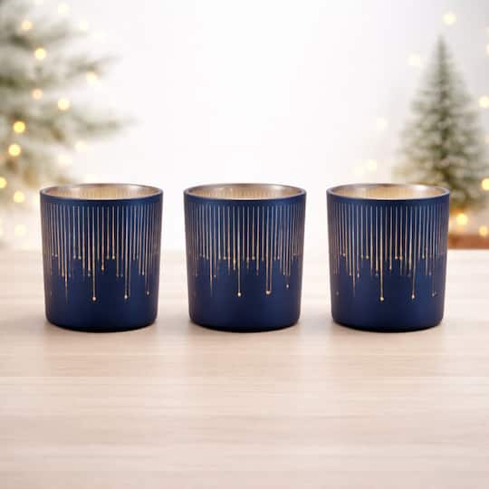Melrose 3.25" Patterned Glass Votive Candle Holders, 3ct.